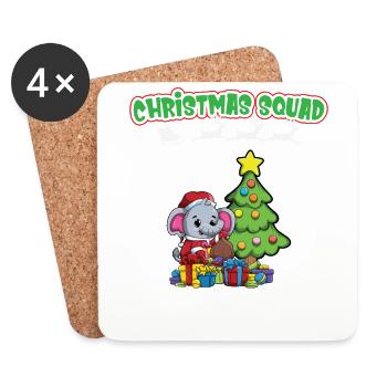 Escouade de Noël X-Mas Animaux Famille Matching Noël - Dessous de verre (lot de 4) - blanc - Devant