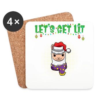 Let's Get Lit Advent Season Christmas Party X-Mas - Coasters (set of 4) - white - Front