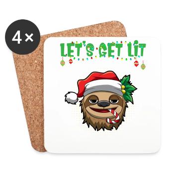 Let's Get Lit Advent Season Christmas Party X-Mas - Coasters (set of 4) - white - Front