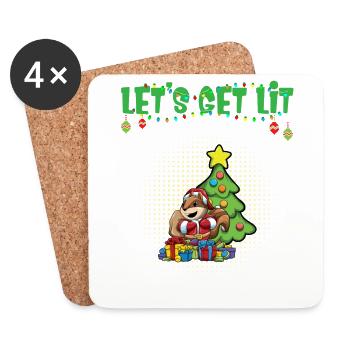 Let's Get Lit Advent Season Christmas Party X-Mas - Untersetzer (4er-Set) - Weiß - Vorne