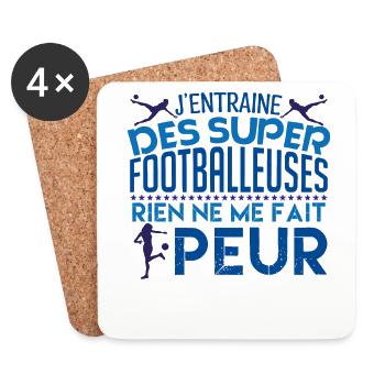 coach Football Cadeau coach Football Footballeuse - Dessous de verre (lot de 4) - blanc - Devant