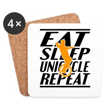 Essen Schlafen Einrad - Untersetzer (4er-Set) - Weiß - Vorne