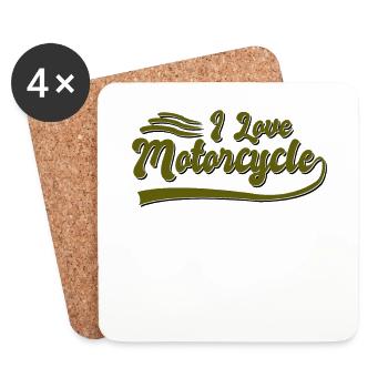 J’adore les motos - Dessous de verre (lot de 4) - blanc - Devant