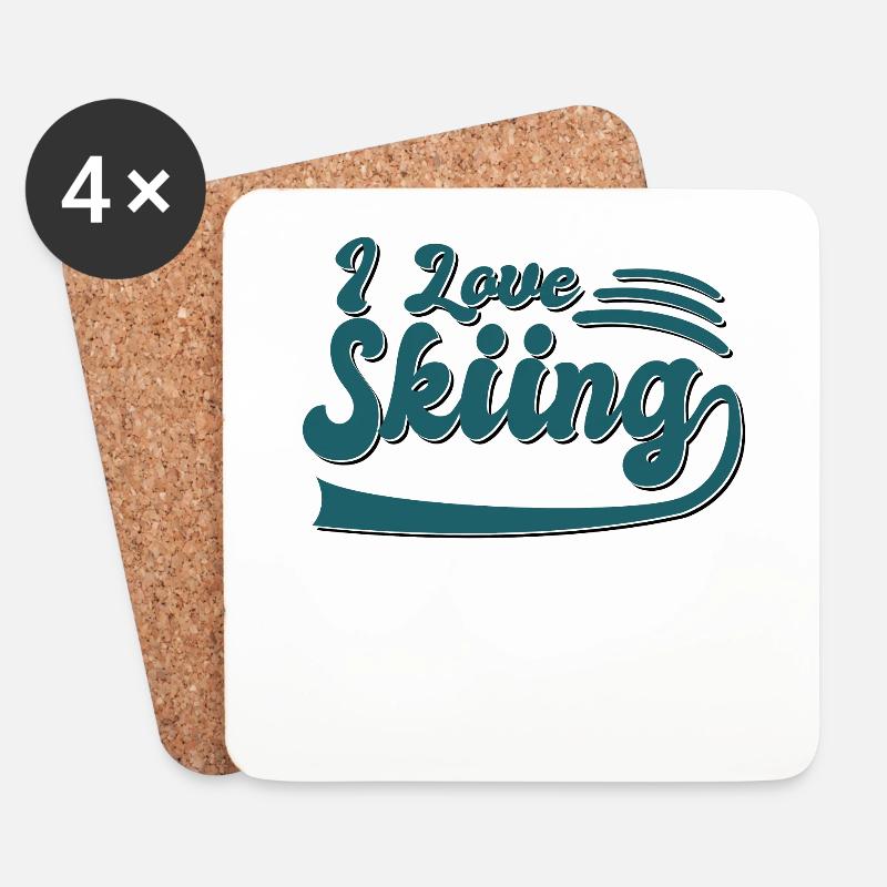 Ich liebe Ski - Untersetzer (4er-Set) - Weiß