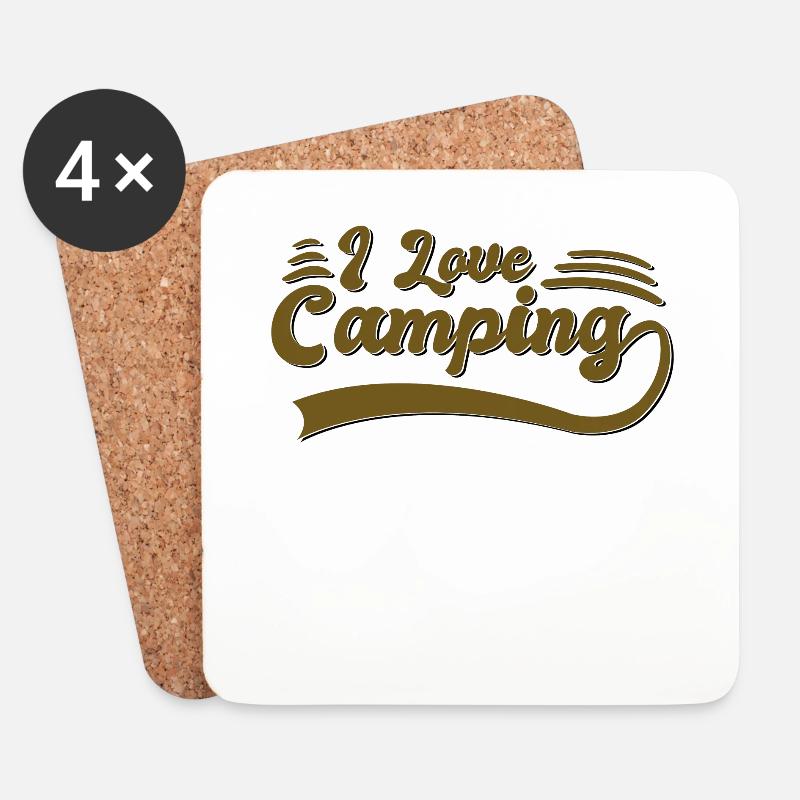 J’adore le camping - Dessous de verre (lot de 4) - blanc