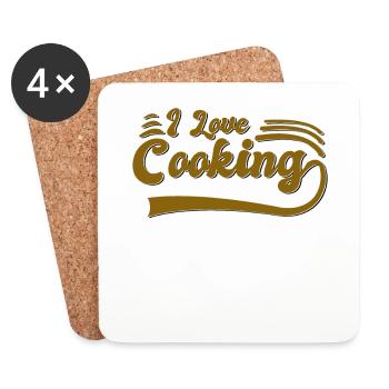 I love cooking - Untersetzer (4er-Set) - Weiß - Vorne