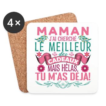Maman la meilleure Maman fête des mères Mère ! - Dessous de verre (lot de 4) - blanc - Devant
