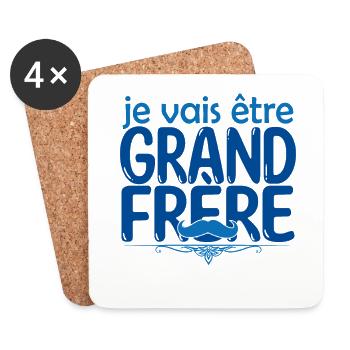 grand frère Bientôt grand-frère futur grand frère - Dessous de verre (lot de 4) - blanc - Devant