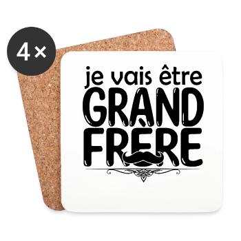 grand frère Bientôt grand-frère futur grand frère - Dessous de verre (lot de 4) - blanc - Devant