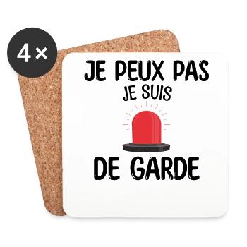Médecin pas le temps je suis de garde - Dessous de verre (lot de 4) - blanc - Devant