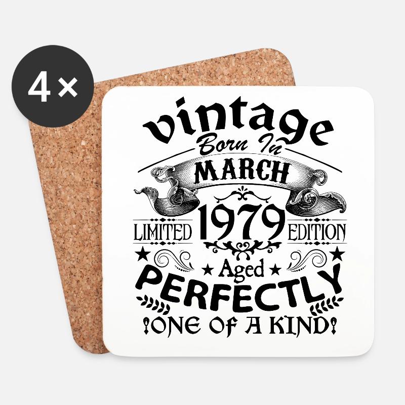 März 1979| Jubiläum 1979 Vintage Mars - Untersetzer (4er-Set) - Weiß