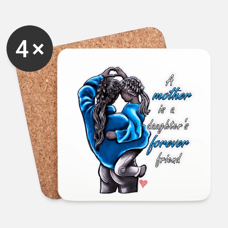 Mutter Tochter Spruch mit Illustration blau - Untersetzer (4er-Set) - Weiß