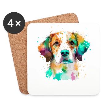 Süsser kleiner Hund Für Hundeliebhaber Bunt - Untersetzer (4er-Set) - Weiß - Vorne