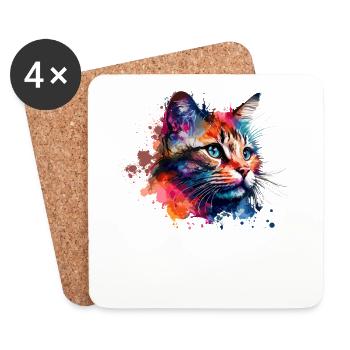 Cute little cat For cat lovers Colorful - Coasters (set of 4) - white - Front