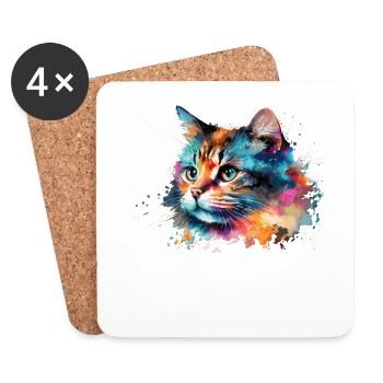 Cute little cat For cat lovers Colorful - Coasters (set of 4) - white - Front