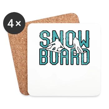Planche à neige - Dessous de verre (lot de 4) - blanc - Devant