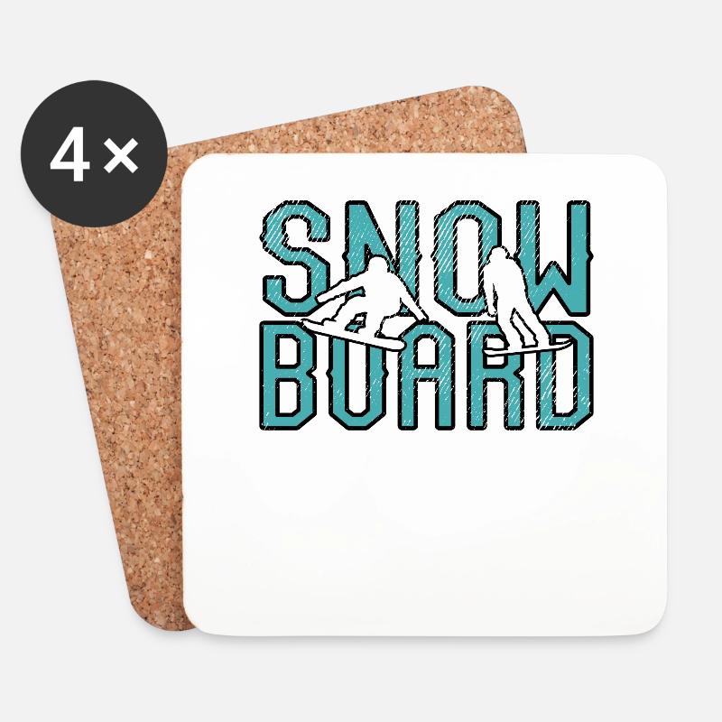 Snowboard - Untersetzer (4er-Set) - Weiß