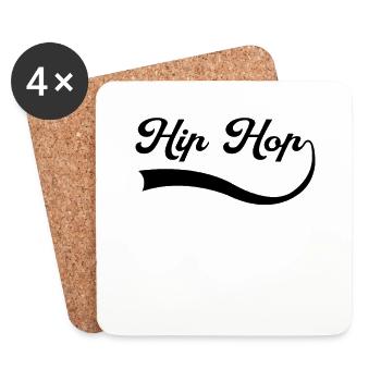 Lettrage Hip Hop - Dessous de verre (lot de 4) - blanc - Devant