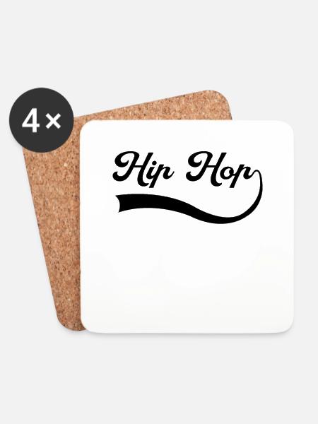 Hip Hop Schriftzug - Untersetzer (4er-Set) - Weiß