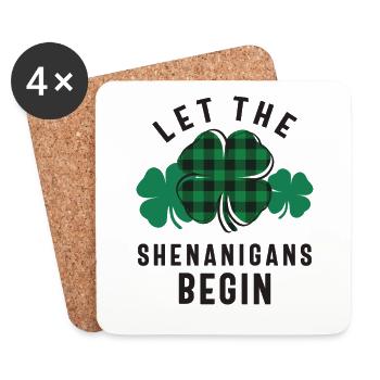 Let The Shenanigans Begin Shamrock St Patricks Day - Coasters (set of 4) - white - Front