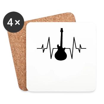 Guitare Rock Heartbeat - Dessous de verre (lot de 4) - blanc - Devant
