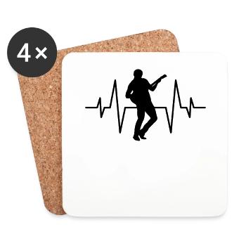 Guitar Guitarist heartbeat - Coasters (set of 4) - white - Front