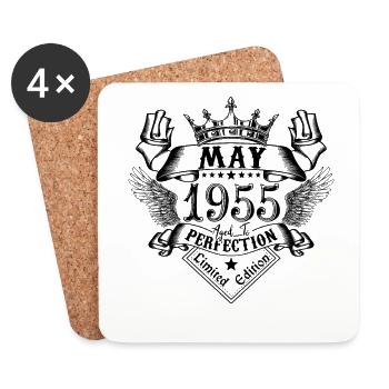 Jahrgang Mai 1955 Mai 1955 geboren im Mai - Untersetzer (4er-Set) - Weiß - Vorne