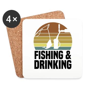 Fish Hook Fish Funny Rods - Coasters (set of 4) - white - Front