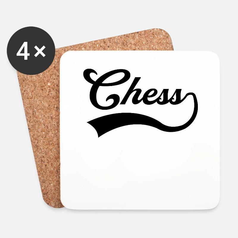 Schach Schriftzug - Untersetzer (4er-Set) - Weiß