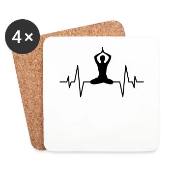 Yoga Meditation Heartbeat - Coasters (set of 4) - white - Front