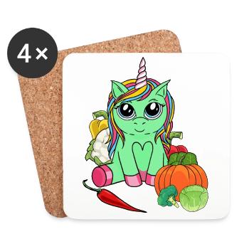 Vitamines Eco Licorne Bio Légumes Plaisir Jardinage - Dessous de verre (lot de 4) - blanc - Devant