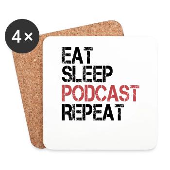Food Sleep Podcast - Dessous de verre (lot de 4) - blanc - Devant