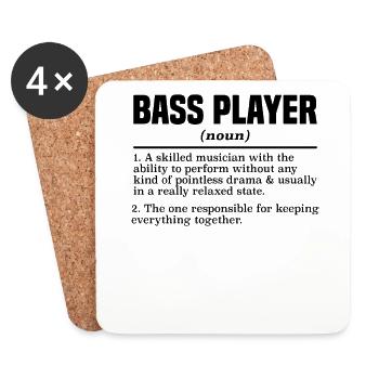 Bassiste Guitare Basse Instrument - Dessous de verre (lot de 4) - blanc - Devant