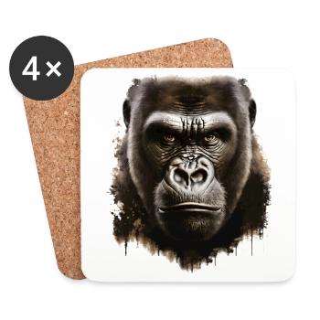 Funny Gorilla Monkey T-Shirt - Coasters (set of 4) - white - Front