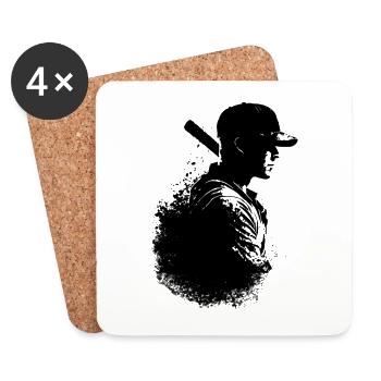 Baseball Player Silhouette - Coasters (set of 4) - white - Front