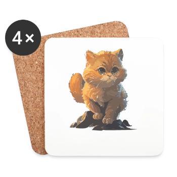 Cat cute cat drawing - Coasters (set of 4) - white - Front