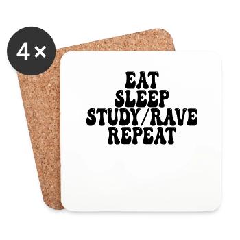 Studieren und Raven - Untersetzer (4er-Set) - Weiß - Vorne