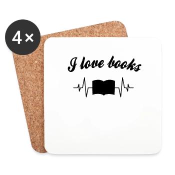 I love books heartbeat - Coasters (set of 4) - white - Front