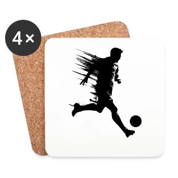 Silhouette de footballeur - Dessous de verre (lot de 4) - blanc - Devant
