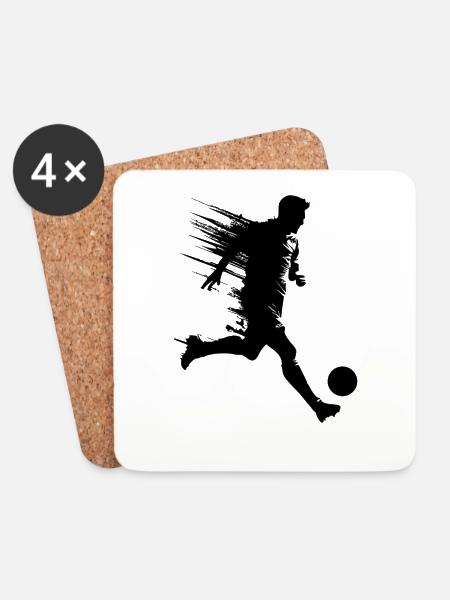 Fußball Fußballer Silhouette - Untersetzer (4er-Set) - Weiß