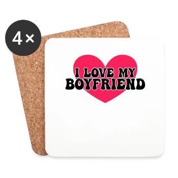 I love my boyfriend - Coasters (set of 4) - white - Front