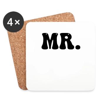 Mr. und Mrs. Partnerlook - Untersetzer (4er-Set) - Weiß - Vorne