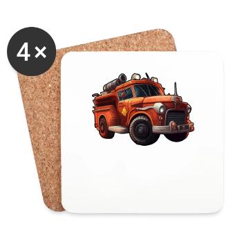 Pompiers - Dessous de verre (lot de 4) - blanc - Devant