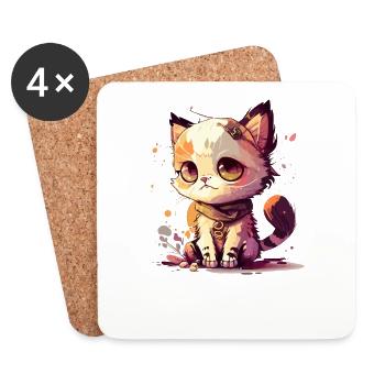 Cat - Coasters (set of 4) - white - Front