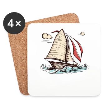 Bateau voilier voile - Dessous de verre (lot de 4) - blanc - Devant