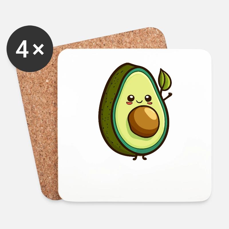 Avocado - Untersetzer (4er-Set) - Weiß