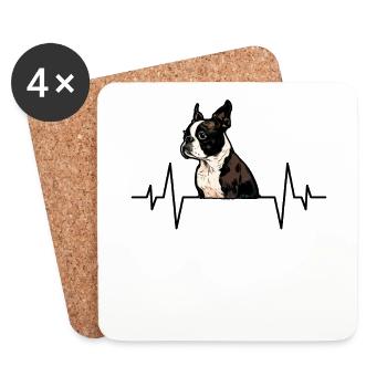 Boston Terrier Hund Herzschlag - Untersetzer (4er-Set) - Weiß - Vorne