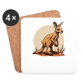 Kangaroo comic cartoon style - Coasters (set of 4) - white - Front