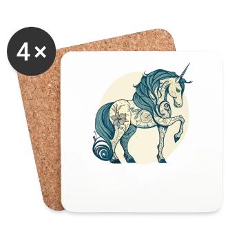 Licorne licorne - Dessous de verre (lot de 4) - blanc - Devant