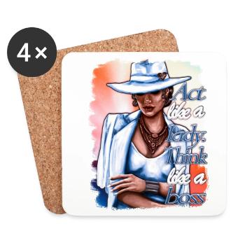 girlboss illustration femme brillante - Dessous de verre (lot de 4) - blanc - Devant